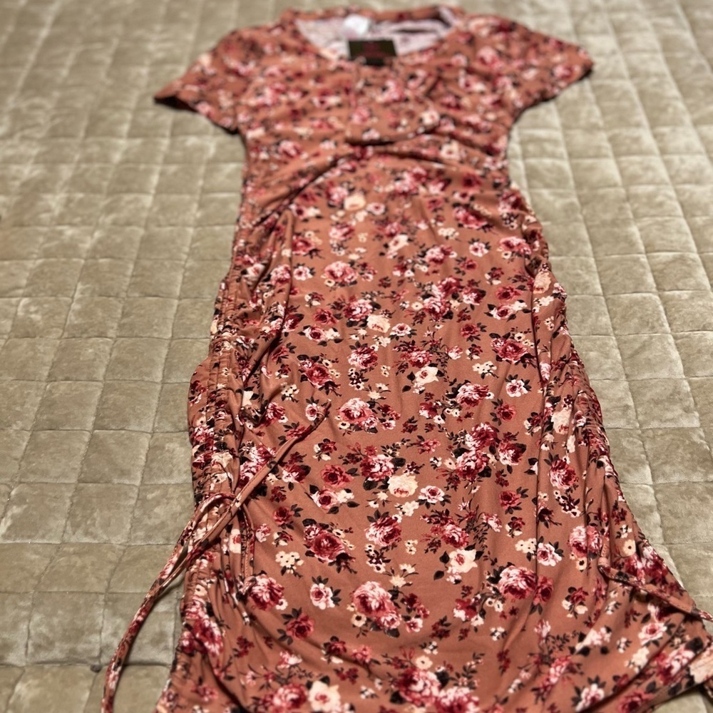No Boundaries Pink Flutter Sleeve Bodycon Midi Dress
